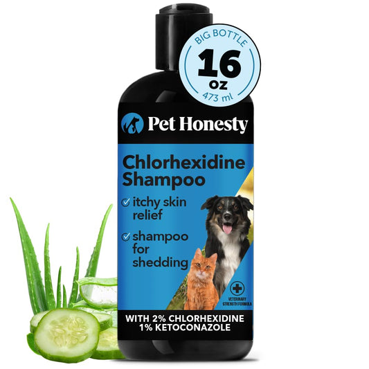 Pet Honesty Chlorhexidine Cat & Dog Seasonal Itch Relief Shampoo for Allergies Itching Dog Skin and Coat Supplement Helps Shedding Hot Spots Deodorizing Dog Shampoo Dog Grooming Supplies16oz