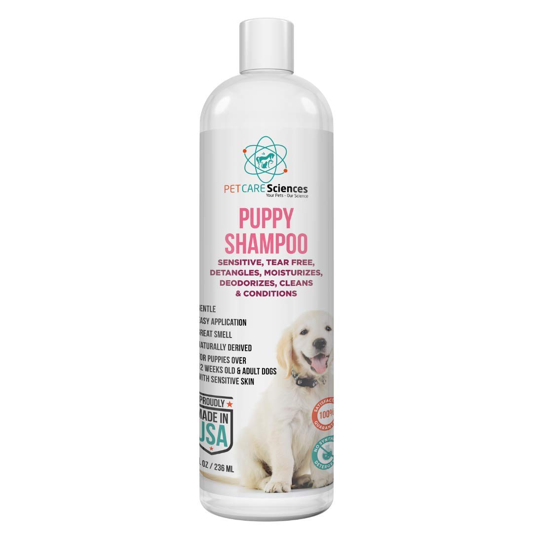 PET CARE Sciences 8 fl oz Tearless Puppy Shampoo and Conditioner - Anti Itch Dog Shampoo Sensitive Skin - Coconut Oil Oatmeal Pet Shampoo for Puppies