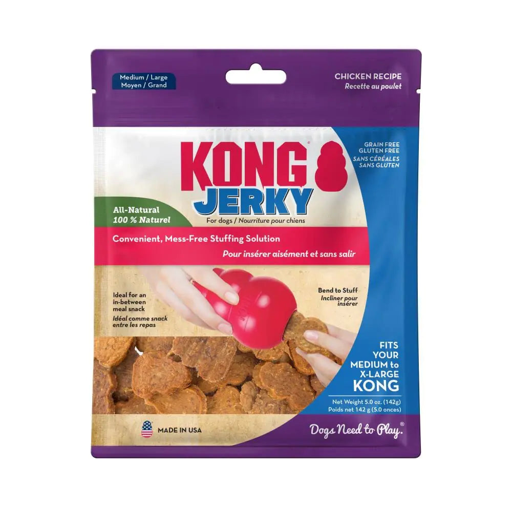 KONG Jerky - Dog Treats for Mental Stimulation Toys - Dog Supplies for Stuffing into Toys - Healthy Pet Snack Between Meals - All-Natural Grain & Gluten Free Dog Treat - Fits Medium to X-Large KONG