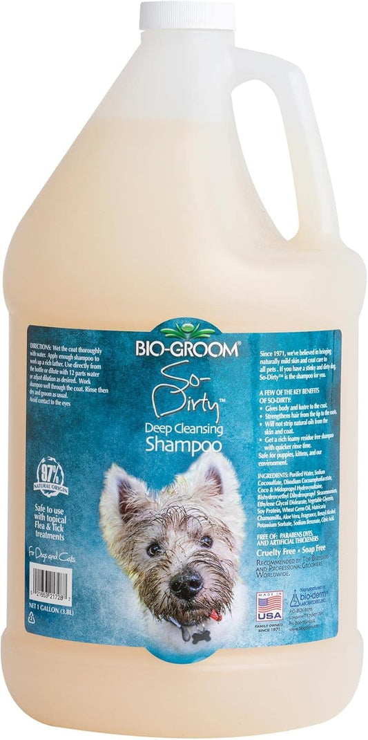 Bio-Groom So-Dirty Dog Shampoo - Quick Rinse Pet Shampoo Dog Bathing Supplies Puppy Wash Dog Grooming Supplies Cruelty-Free Made in USA Shampoo for Smelly Dogs - 1 Gallon