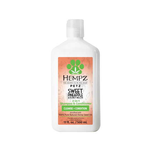 Hempz Petz Dog Shampoo & Conditioner Sweet Pineapple Honey Melon 2-in-1 Shampoo and Conditioner Cleans Conditions & Moisturizes 17 fl. Oz