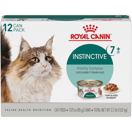 Royal Canin Instinctive 7+ Years Thin Slices in Gravy Wet Cat Food 3 oz can (12-Count)