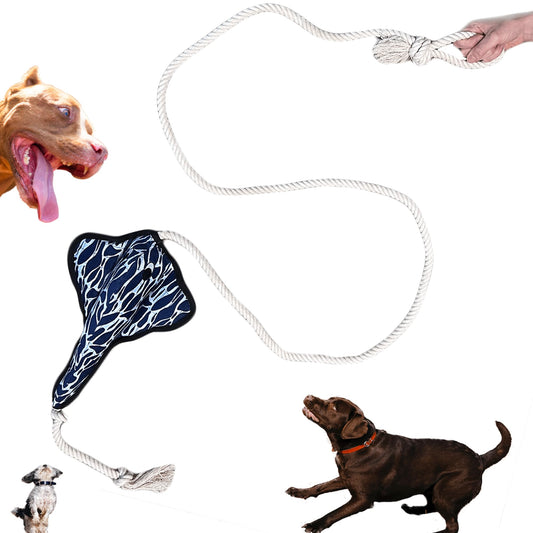 TUGGABLES - Stingray Rope Toy - Worlds Tuffest Soft Dog Toy Tug of War Dog Toy - Interactive Dog Toy - Multiple Layers - Durable Strong & Tuff Large Medium Small Breeds - Dog Chase Flirt Toy
