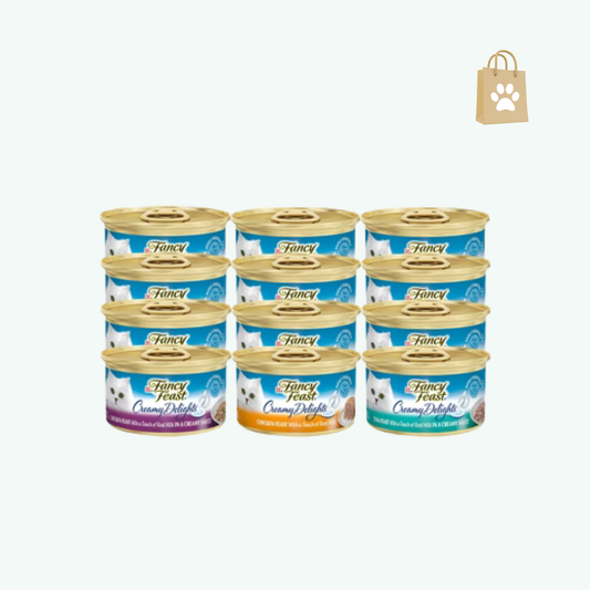 Fancy Feast PURINA Creamy Delights Wet Cat Food Variety Pack 3 Ounce (Pack of 12)