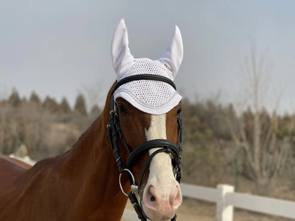 TGW RIDING Horse Ear Bonnet/Net/Hat/Horse Fly Hood/Mask Horse Fly Veil Horse Fly Bonnet (Pony White)