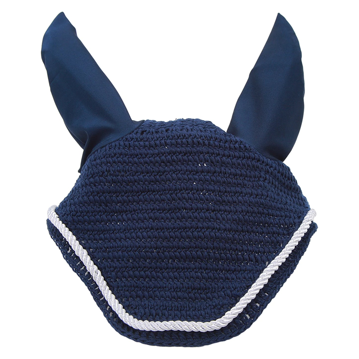 Horse Ear Bonnet Elastic Horse Ear Net Hand Crochet Horse Ear Muffs For Protect Ears Navy Blue