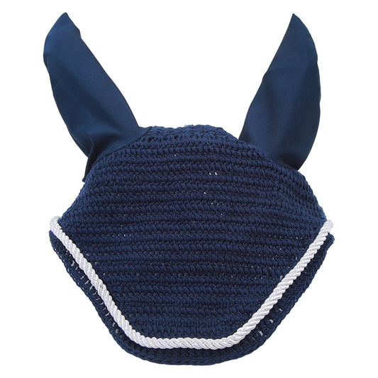 Horse Ear Bonnet Elastic Horse Ear Net Hand Crochet Horse Ear Muffs For Protect Ears Navy Blue