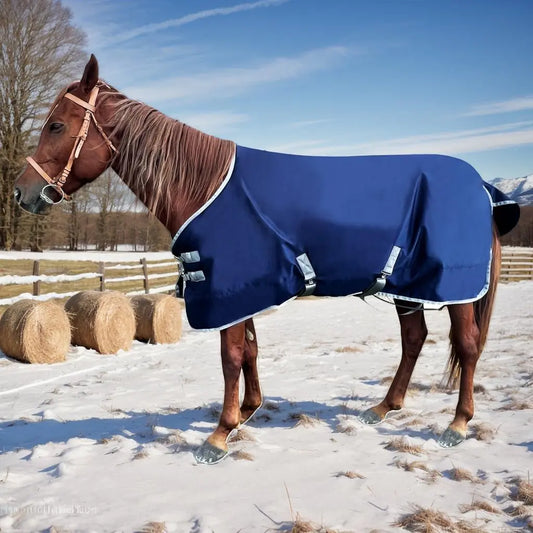 1200D Horse Blanket | Horse Turnout Blanket | Winter Horse Blanket for Real Horses (Navy Blue 82)