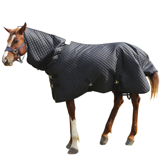 HOMBYS Combo Neck Winter Horse BlanketHorse Turnout BlanketWaterproof Horse Blanket for Real Horse75 inch Horse Sheet600D High Density Black Quilted Horse Blanket