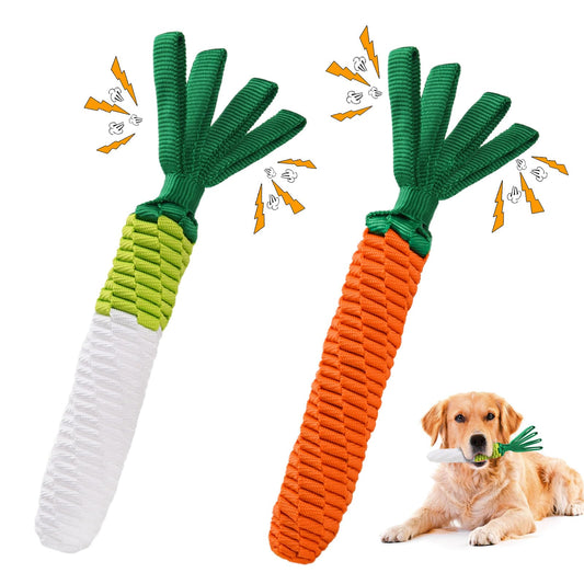 LIFLIX 2PCS Dog Rope Toy Tug of War Dog Toy Cute Carrot Dog Toy with Crinkle Paper Tags