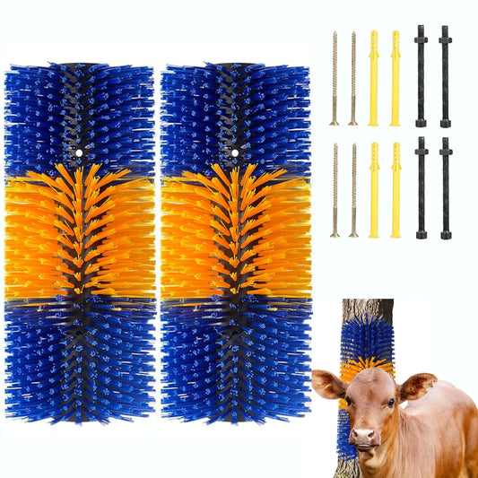 2 Packs Livestock Scratching Brush Livestock Scratching Post Horse Brushes for Grooming Cattle Brush Relieves ItchingGoat Supplies for CattleCowSheepPig with 2 Sets of Mounting Screws