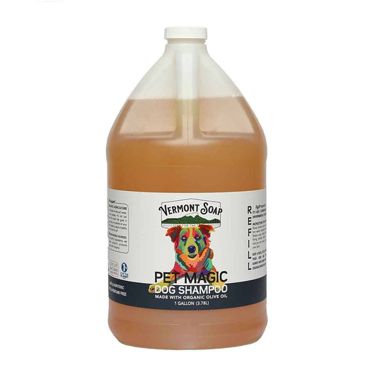 Vermont Soap Organics Pet Shampoo - Organic & Natural Olive Oil Coconut & Aloe Vera Dog Shampoo for Sensitive Skin - USDA Certified Grooming Pet Shampoo - Gallon