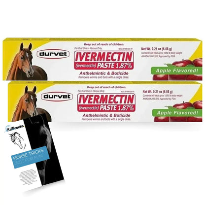 Ivermectin Horse Paste Dewomer Horse Supplies 6.08g dose 1.87% (2 Pack) Includes Free Guide - Just for Fun Horse Tricks