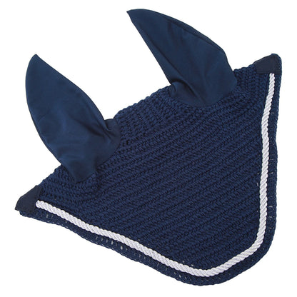 Horse Ear Bonnet Elastic Horse Ear Net Hand Crochet Horse Ear Muffs For Protect Ears Navy Blue