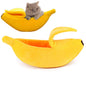 NatureMan Creative Banana Shape Dog Cat Bed Cute Banana Puppy Pad Kennel Warm and Soft Pet Cat Supplies Kitten Puppy Bed (Large)