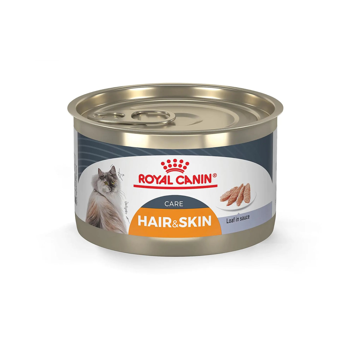 Royal Canin Feline Care Nutrition Hair & Skin Care Loaf in Sauce Canned Cat Food 5.1 oz can (24-count)