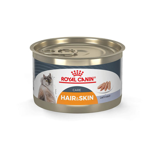 Royal Canin Feline Care Nutrition Hair & Skin Care Loaf in Sauce Canned Cat Food 5.1 oz can (24-count)