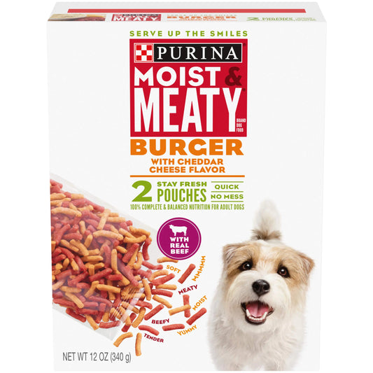 Purina Moist & Meaty Dry Dog Food Burger with Cheddar Cheese Flavor - 2 ct. Pouch